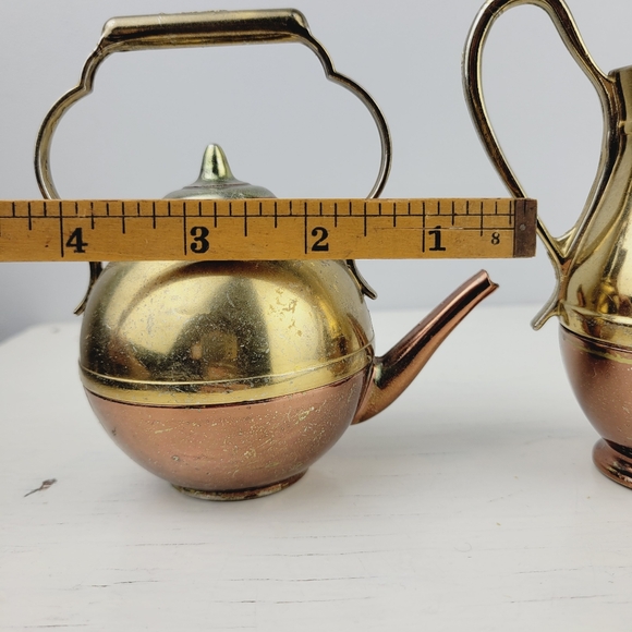Antique 1930s Miniature Registered Design Brass & Copper Teapots - Picture 15 of 16